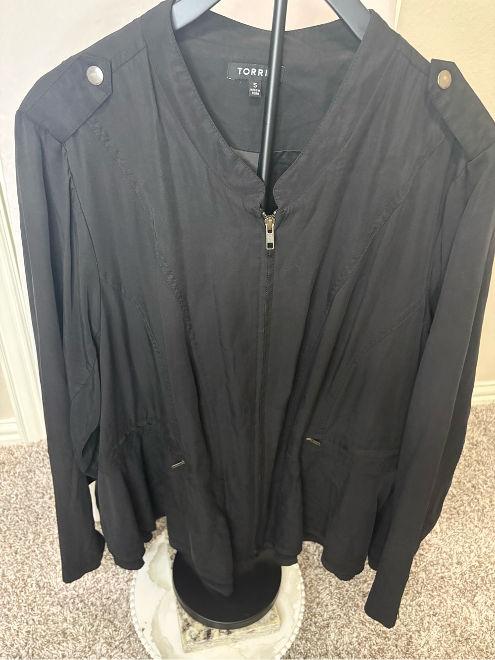 torrid Black Utility Zip-Front Peplum Jacket